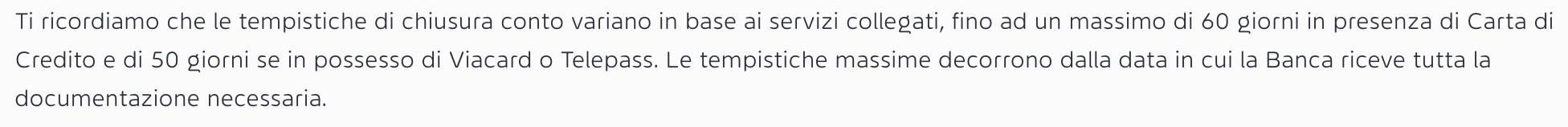 Tempistiche di chiusura conto Widiba