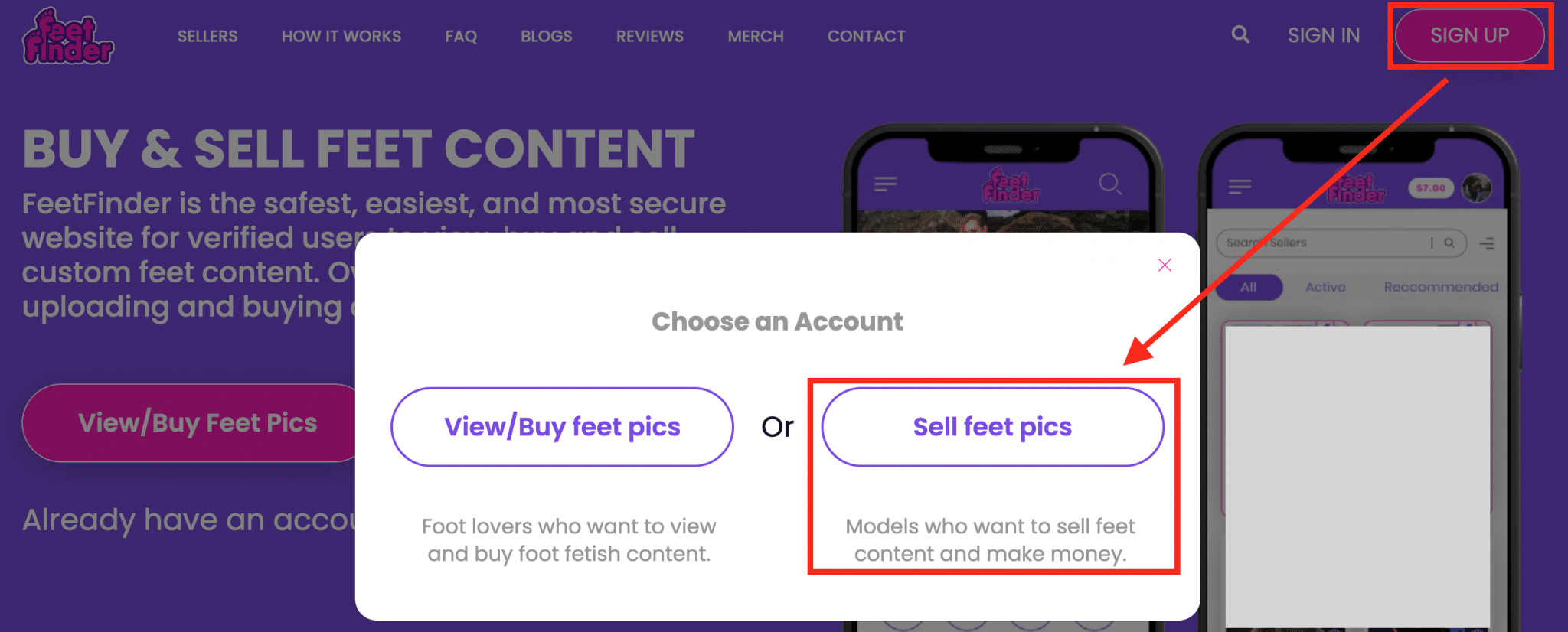 Sign up for FeetFinder to sell photos of feet and make money online