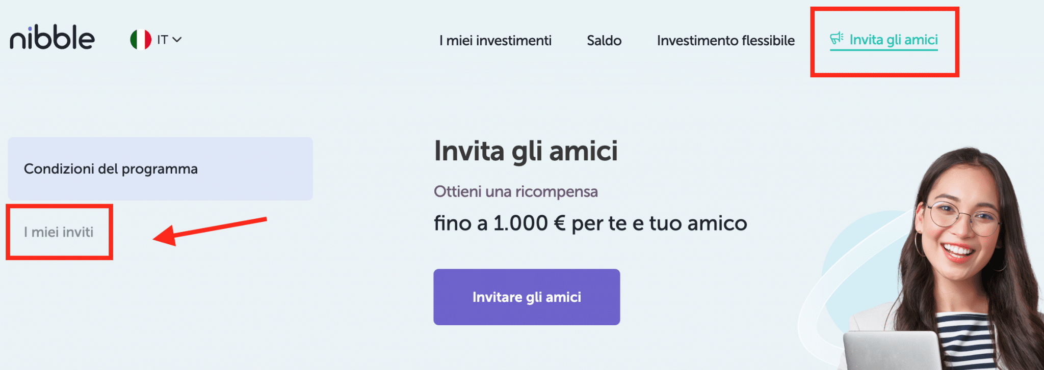 Possiamo guadagnare con Nibble anche invitando gli amici