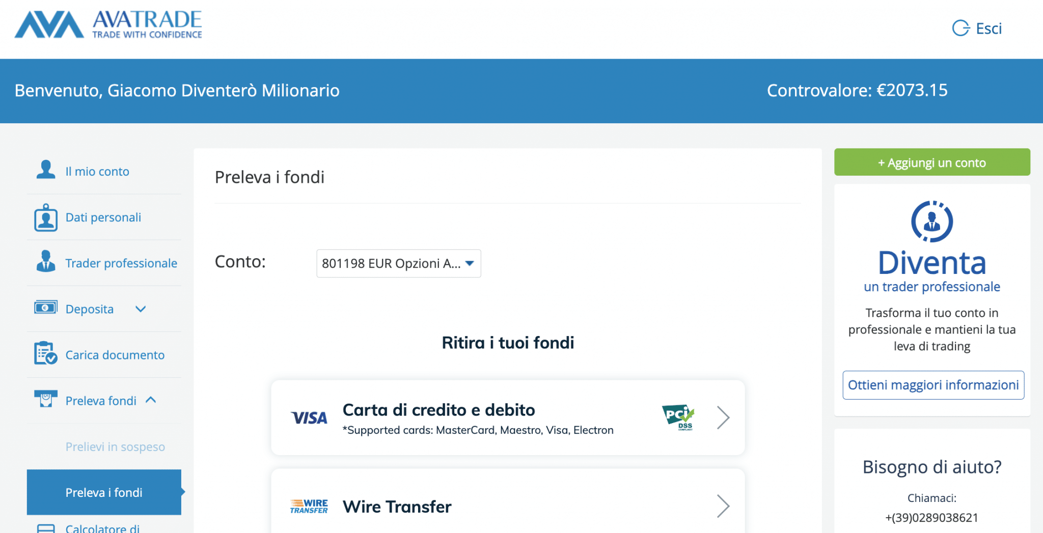 Così puoi prelevare fondi da AvaTrade a partire da 1€