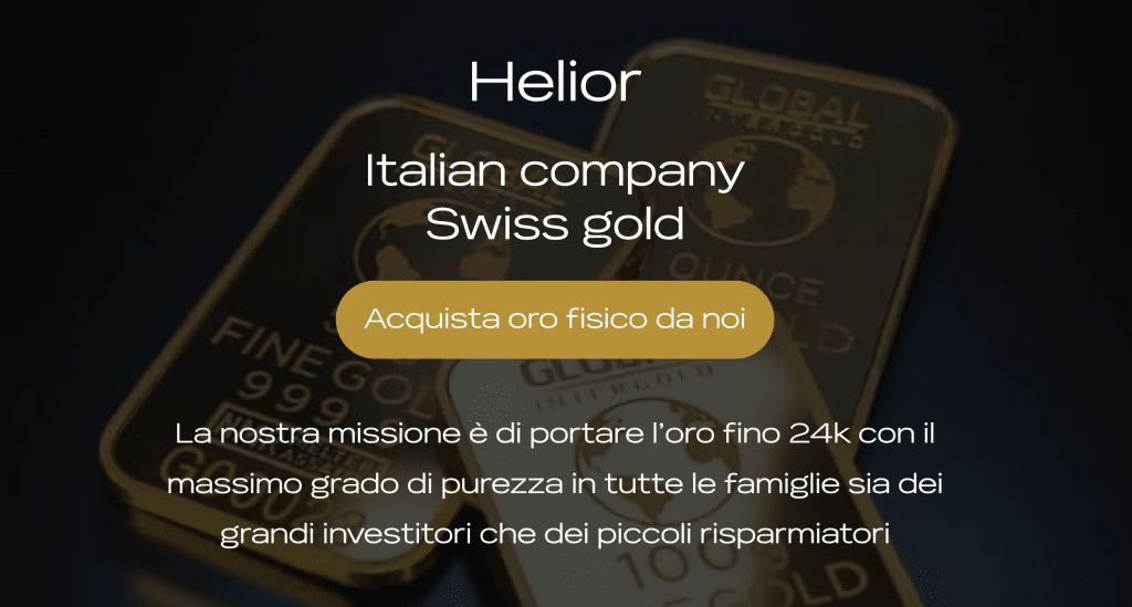 Helior offre un servizio di acquisto oro svizzero custodito in Svizzera nel caveau di Lugano