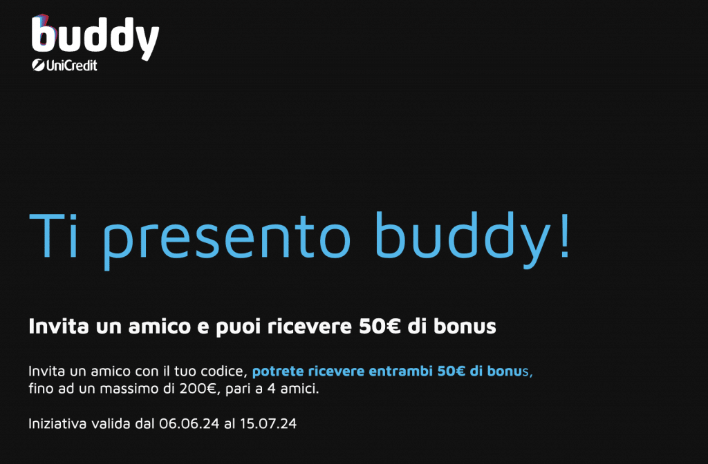 Il bonus di 50€ attivo al momento - recensione di Buddybank